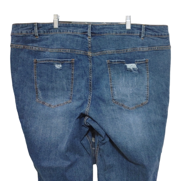 ELOQUII Classic Fit Medium Wash Distressed Boyfriend Jean Women's Plus Size 24 - Picture 5 of 12